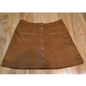 Zara Trafaluc Suede Button Front Skirt Size M